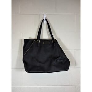 DKNY Saffiano Leather Shopper Tote Bag Womens Black Zip Side Chic Minimalist Y2K